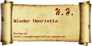 Wieder Henrietta névjegykártya
